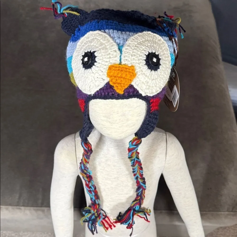 Daisy Baby Unisex Kids Colorful Owl Beanie Crocheted Photography 2-8 years NWT